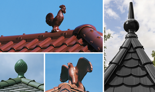 Ceramiczne figurki na dachu - oryginalne dekoracje pokryć dachowych
